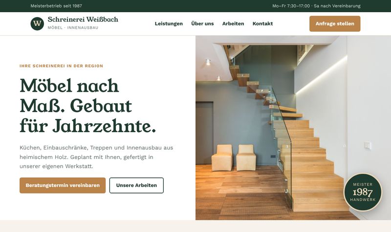 Vorschau der Beispielseite Schreinerei Weißbach
